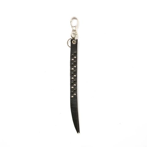 ROUND & PYRAMID STUDS LEATHER SHORT KEY RING (BLACK) / スタッズ レザー キーリング ショート バージョン