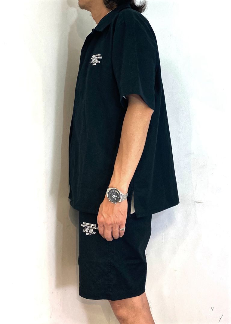 HIDE AND SEEK - H&S S/S Shirt (BLACK) / オリジナル オープンカラー 