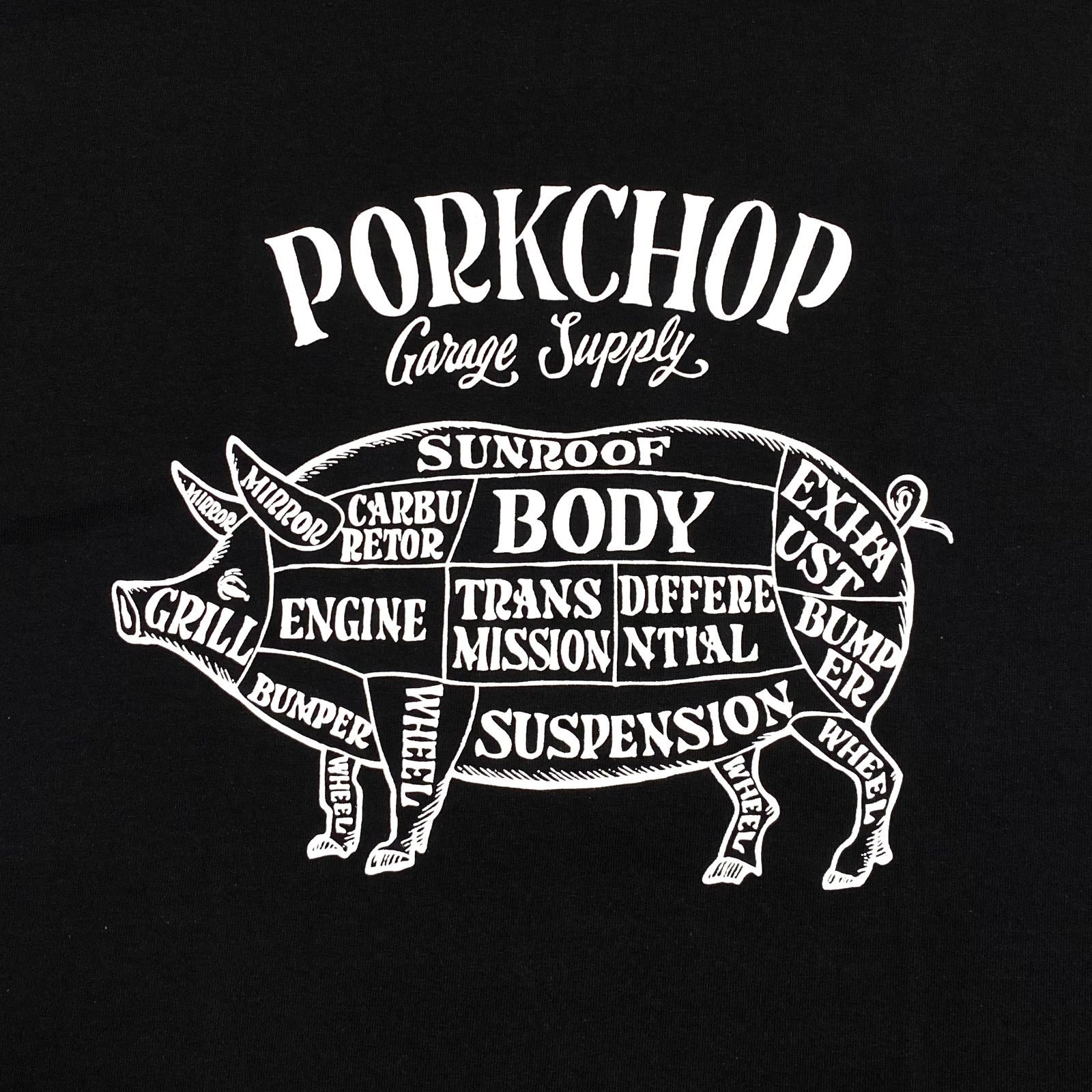PORK FRONT TEE 25 (BLACK) / ポーク フロント ロゴ Tシャツ