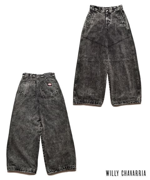 ×WILLY CHAVARRIA Black Denim CB.RAVER PANTS (BLACK) / ×ウィリーチャバリア コラボ ワイドデニムパンツ
