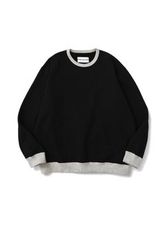 TONE SWEAT (BLACK) / 2トーンリブ クルーネックスウェット