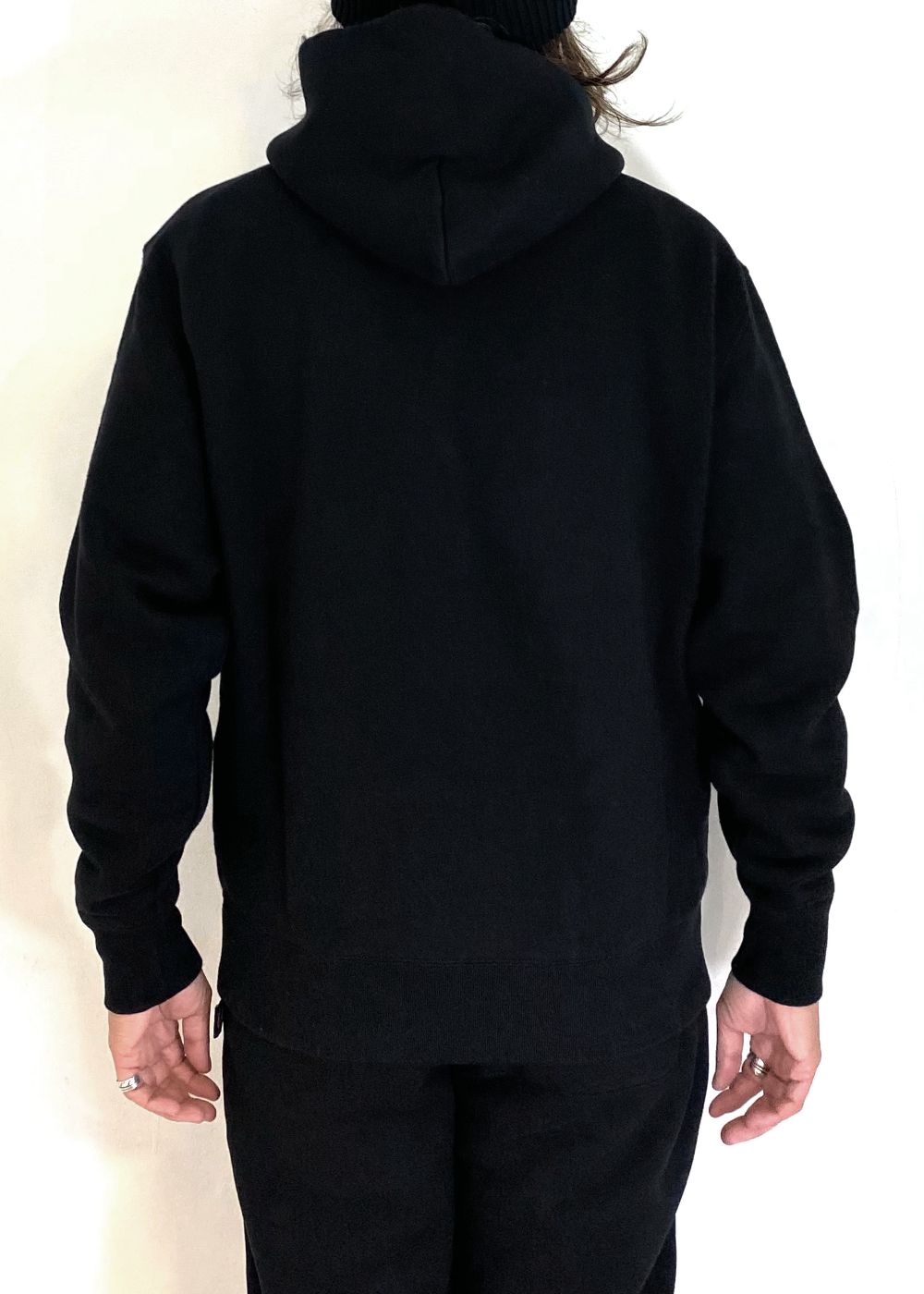 BOX LOGO HOODIE (BLACK) / ロゴ アップリケ スウェット パーカー