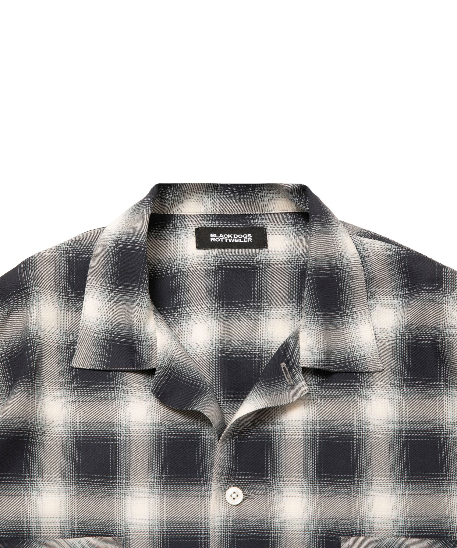R9 OMBRE CHECK SHIRT (BLACK) / オンブレチェック オープン カラー シャツ