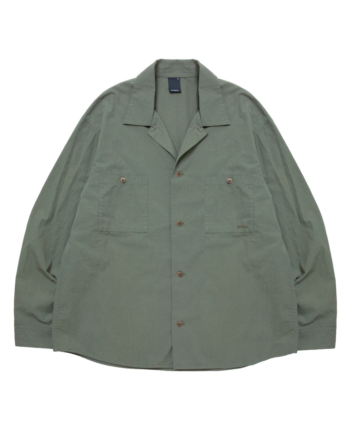 R9 M.I.L OPEN COLLARSHIRT (OLIVE) / ミリタリー シャツ