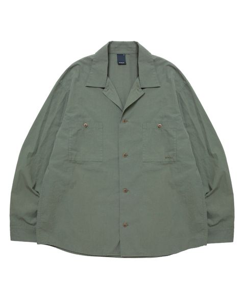 R9 M.I.L OPEN COLLARSHIRT (OLIVE) / ミリタリー シャツ