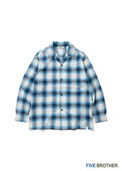 FIVE BROTHER Ex. L/S CHECK SHIRT "VIN" (BLUE) / ファイブ ブラザー コラボ チェック シャ