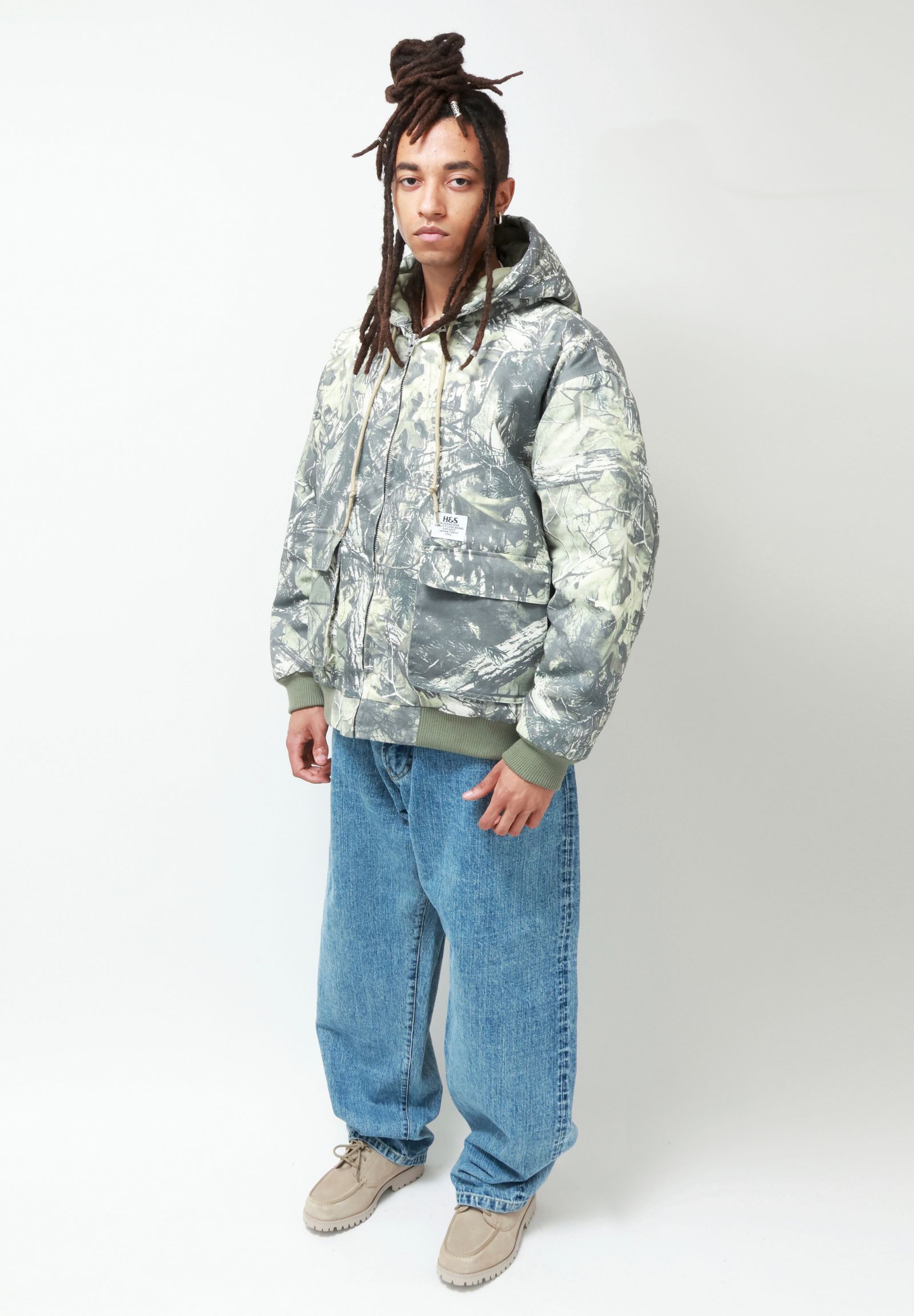 Camo Zip Hooded Jacket (BEIGE CAMO) / オリジナル カモフラージュ フード ジャケット / セットアップ可能