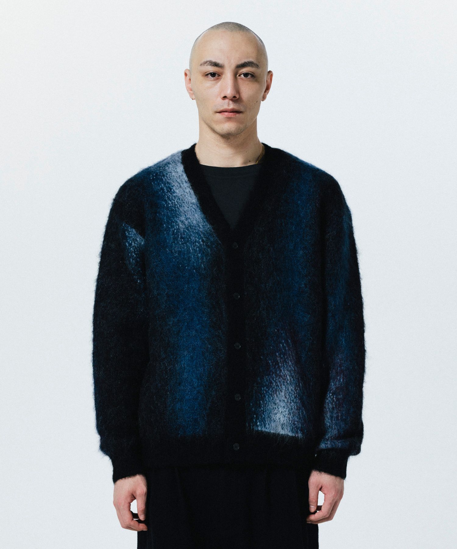 PATERNED CARDIGAN (NAVY) / オリジナル パターン柄 モヘア カーディガン