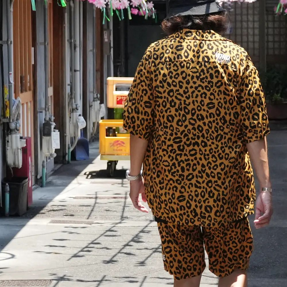 【ラスト1点】×WDS Lips Leopard Print Open Collar SH (BRT) / ウィンダンシー コラボ レオパードリップ シャツ / セットアップ可能