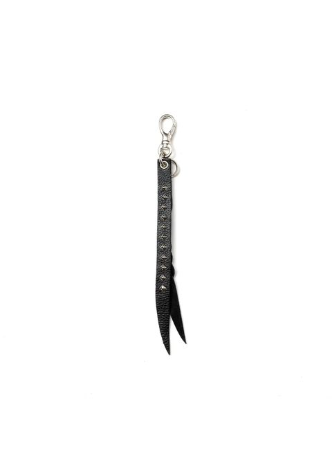 STUDS & KNITTING LEATHER SHORT KEY RING ＜TYPE B＞ (BLACK) / スタッズ レザー キーリング
