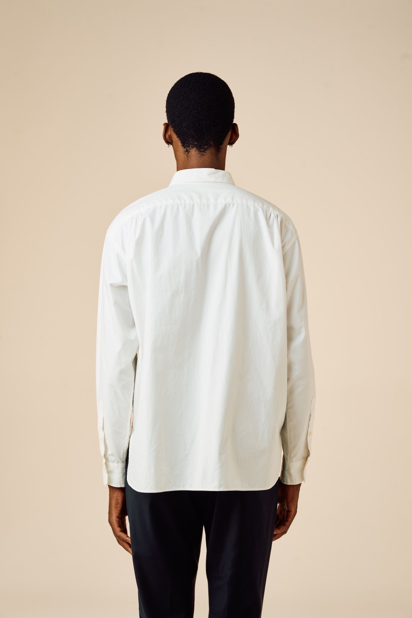 L/S LONG POINT COLLAR SHIRT "LYNCH" (WHITE) / オックスフォード レギュラーカラー シャツ