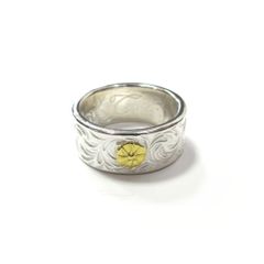 KARAKUSA Ring with Gold Point L (SILVER) / 24金Lポイント唐草リング(大)