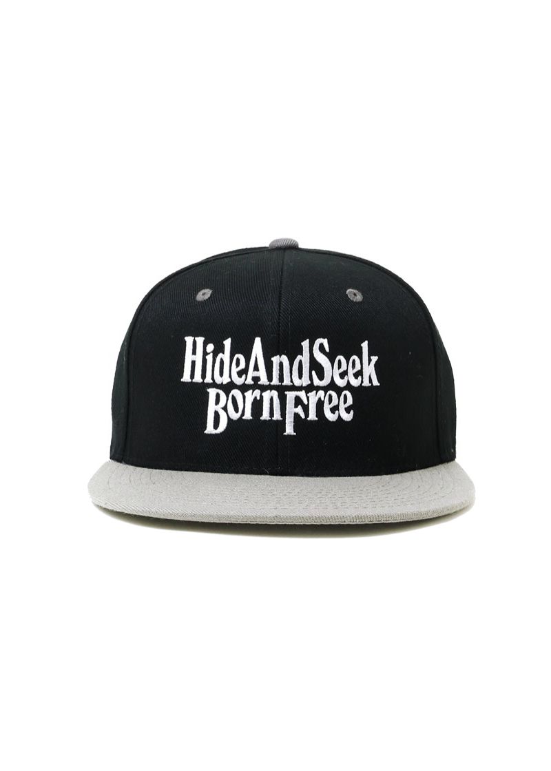 Born Free Baseball Cap (BLACK/GRAY) / 刺繍ロゴ ベースボールキャップ