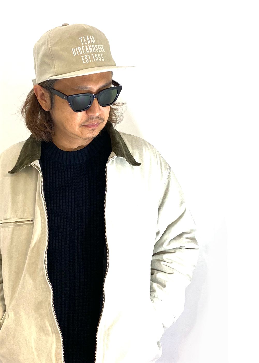 1995 OX Baseball CAP (Washed) (BEIGE) / ロゴ刺繍 ダッドキャップ