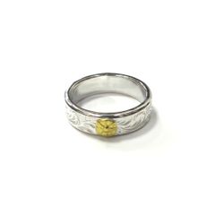 KARAKUSA Ring S with Gold Point S (SILVER) / 24金Sポイント唐草リング(小)