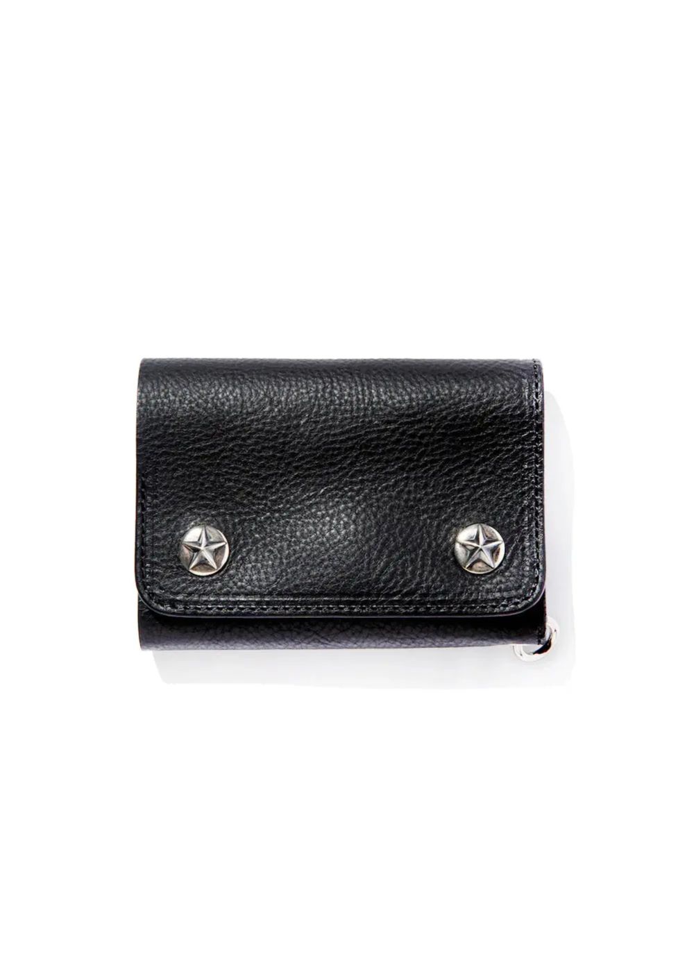 SILVER STAR CONCHO FLAP LEATHER HALF WALLET (BLACK) / シルバーコンチョ レザー コンパクト マルチ ウォレット