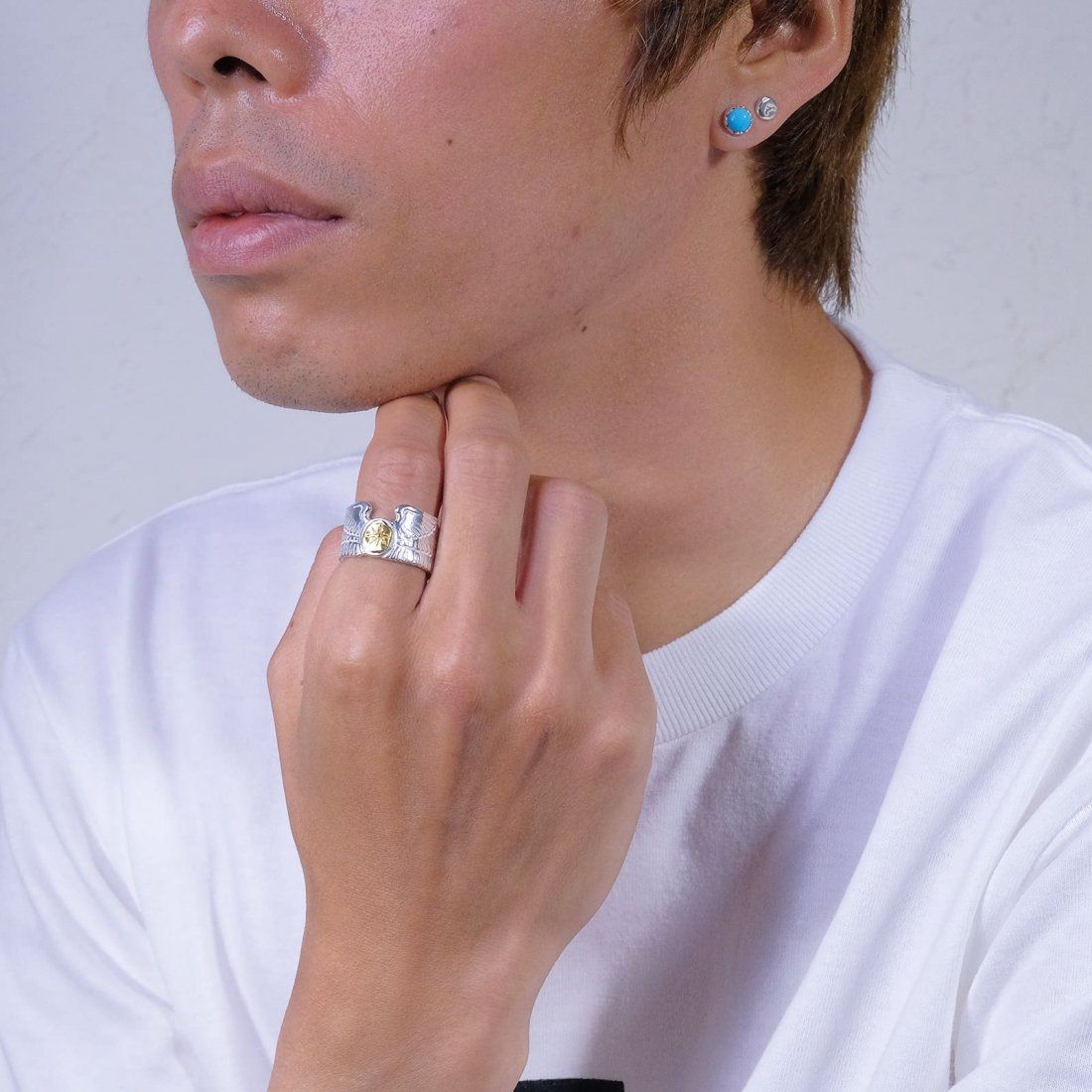 Eagle Ring 1 with Gold Point L (Eagle B) (SILVER) / 24金Lポイントイーグルリング
