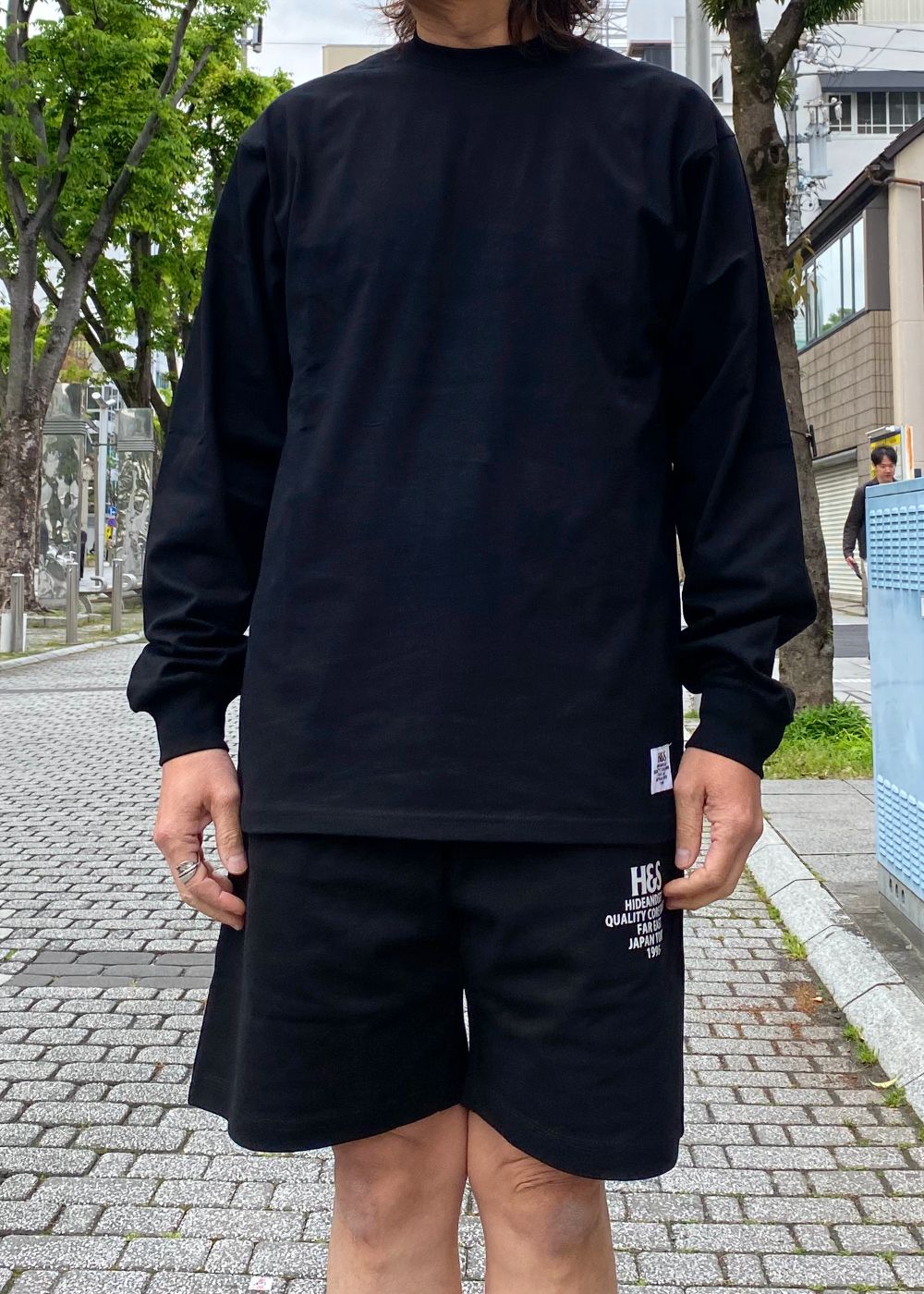 H&S L/S Tee (BLACK) / オリジナル ロゴ プリント ロング スリーブ Tシャツ
