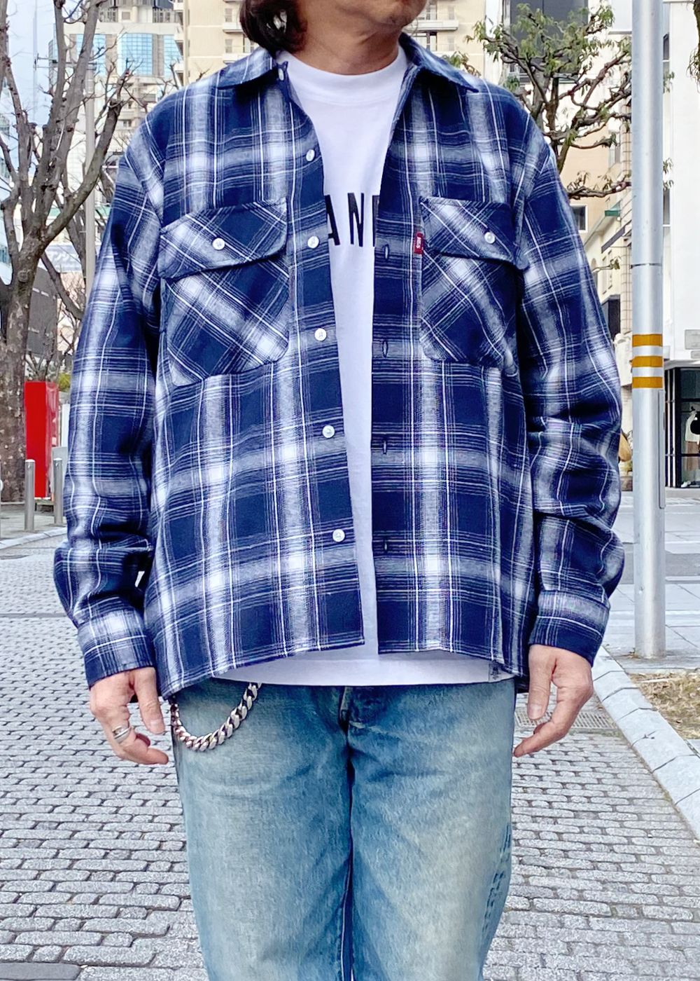 Ombre Check L/S Shirt (BLUE) / オンブレ チェック シャツ