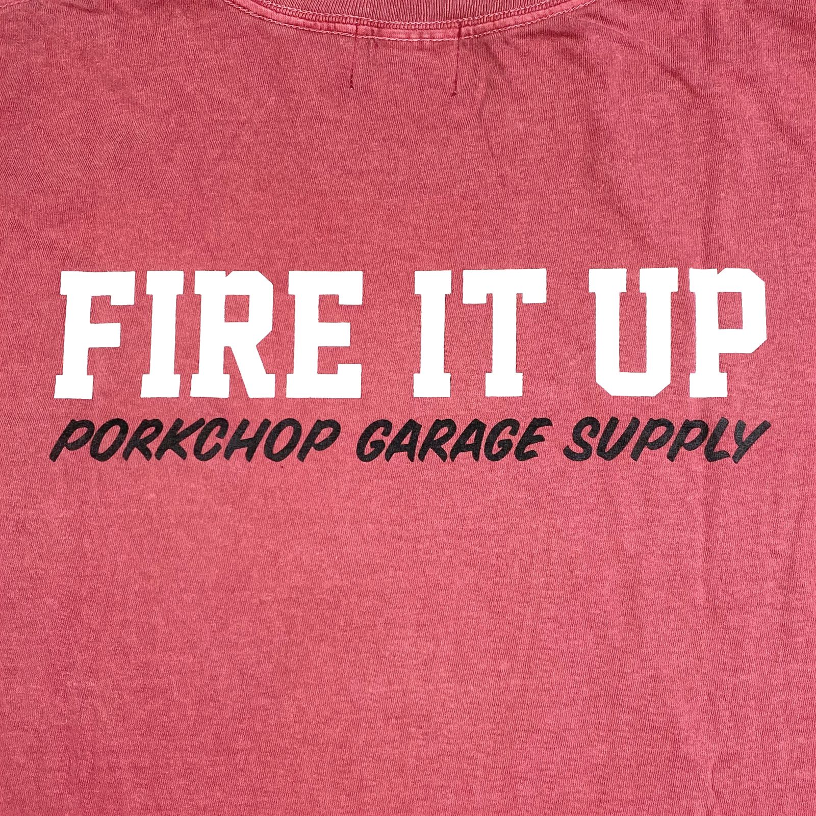 FIRE BLOCK POCKET TEE (CRIMSON RED) / ロゴ プリント ポケットTシャツ