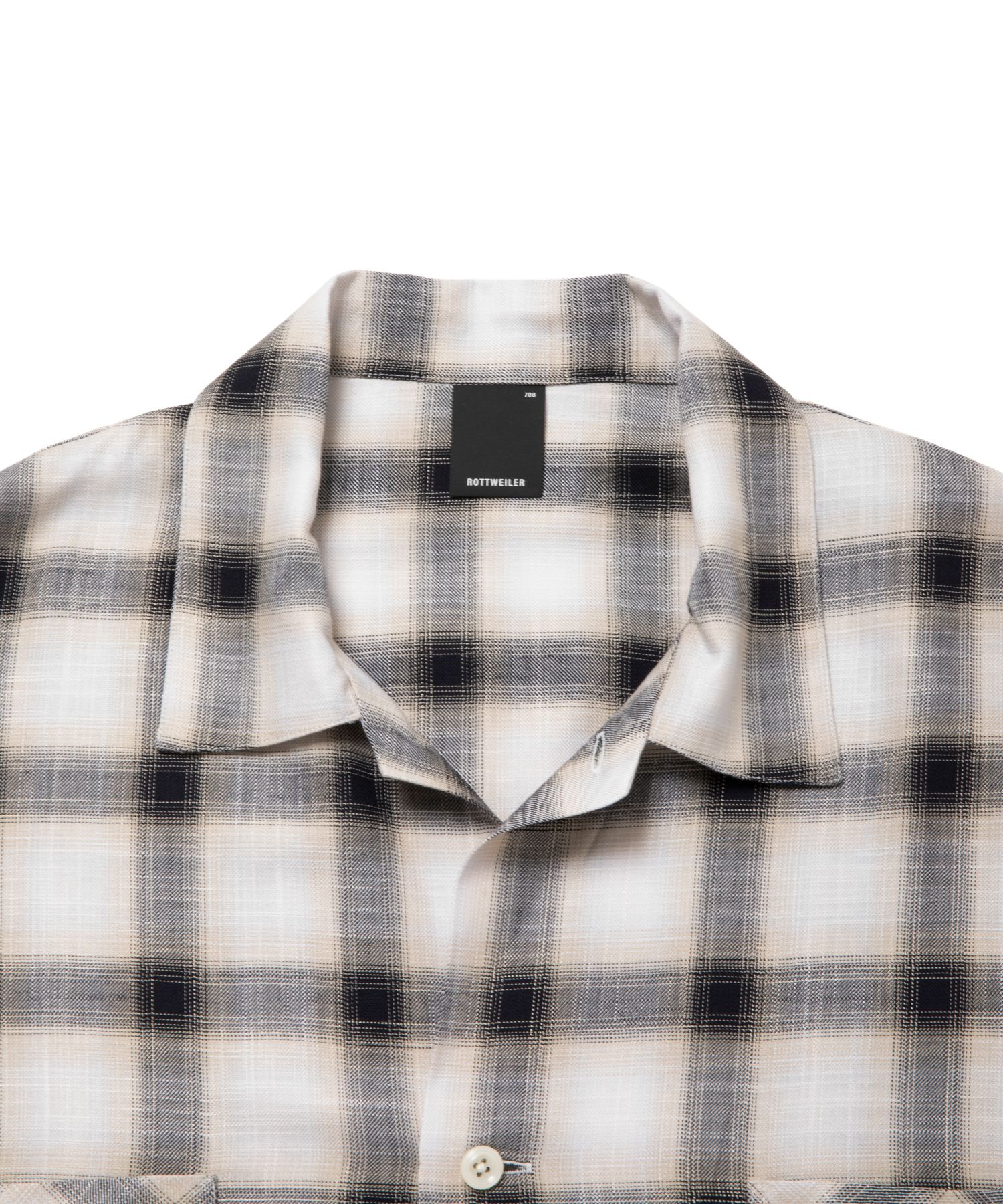 R9 OMBRE CHECK SHIRT (BEIGE) / オンブレチェック オープン カラー シャツ