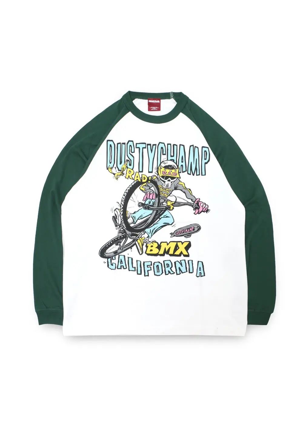 DUSTYCHAMP × DamianFulton RAGLAN L/S TEE (GREEN) / ダスティーチャンプ × ダミアンフルトン コラボ ロングスリーブ Tシャツ
