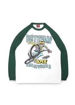 DUSTYCHAMP × DamianFulton RAGLAN L/S TEE (GREEN) / ダスティーチャンプ × ダミアンフルトン コラボ ロングスリーブ Tシャツ