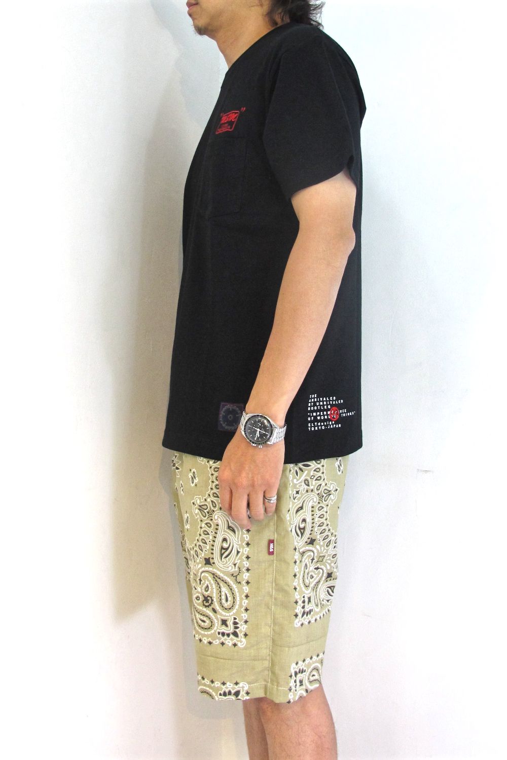 PRINT S/S TEE (BLACK) / アンライバルド コラボT