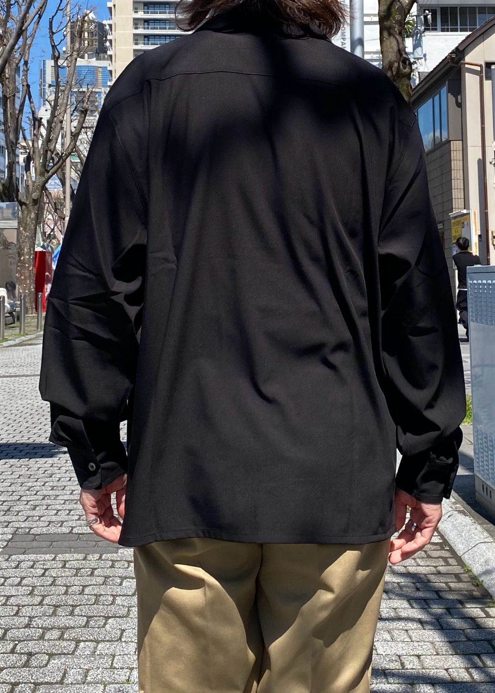 Open Collar L/S Shirt (BLACK) / オリジナル オープンカラー シャツ
