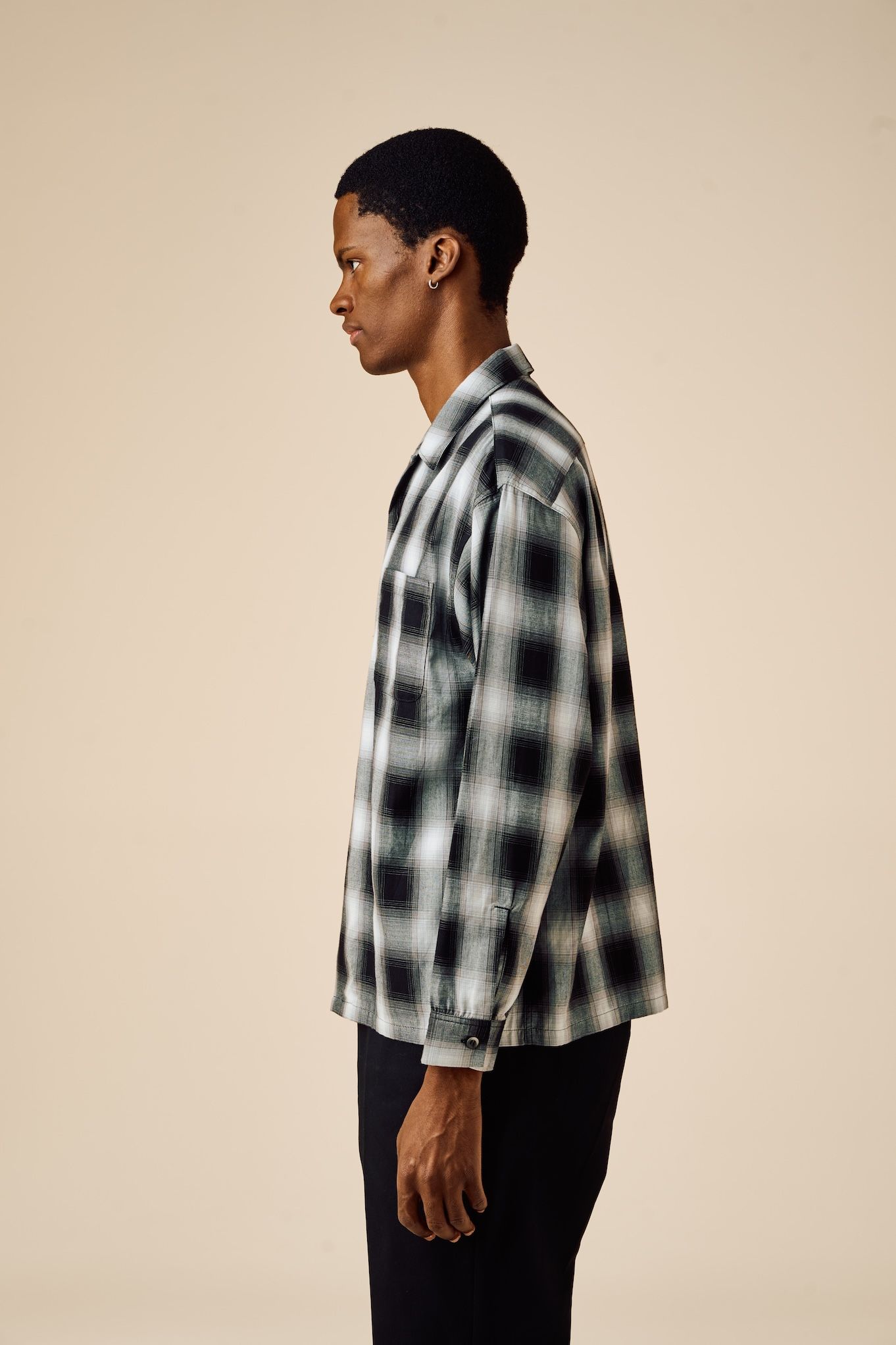 FIVE BROTHER Ex. L/S CHECK SHIRT "VIN" (GRAY) / ファイブ ブラザー コラボ チェック シャ