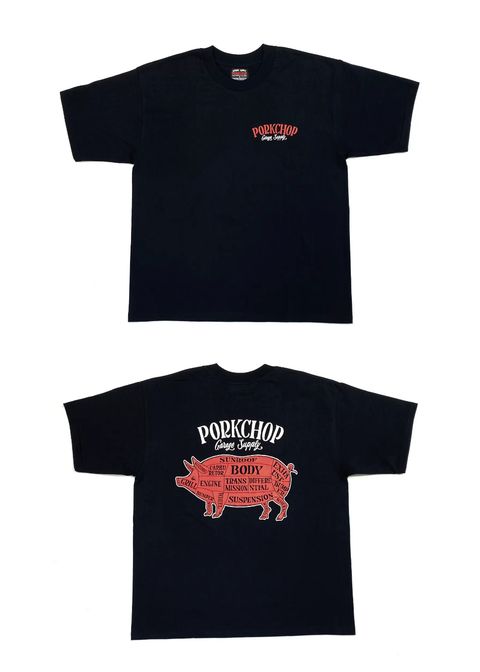 PORK BACK TEE (BLACK) / ポークバック ロゴ Tシャツ