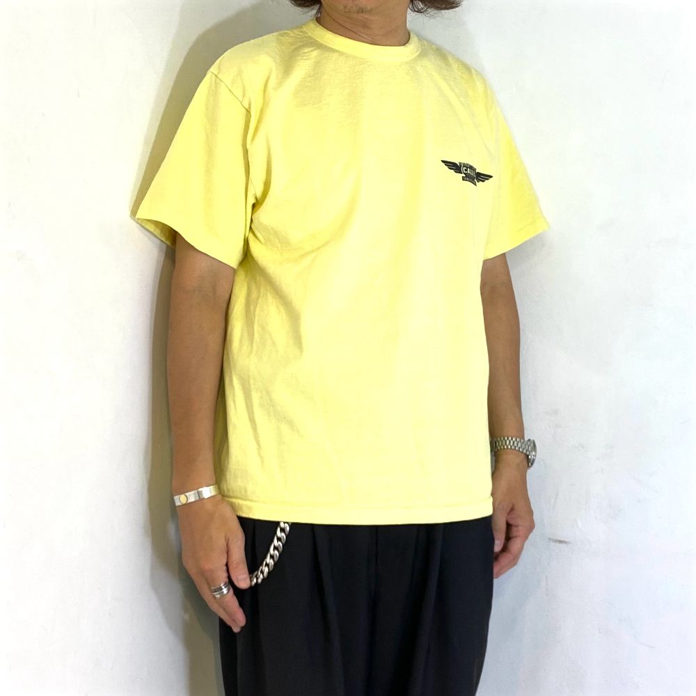 BINDER NECK WING LOGO VINTAGE TEE ＜NATURALLY PAINT DESIGN＞ (LIGHT YELLOW) / ×ナチュラリーペイント コラボ Tシャツ