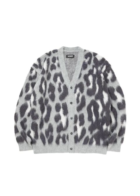 LEOPARD CARDIGAN (GRAY) / オリジナル レオパード柄 モヘア カーディガン