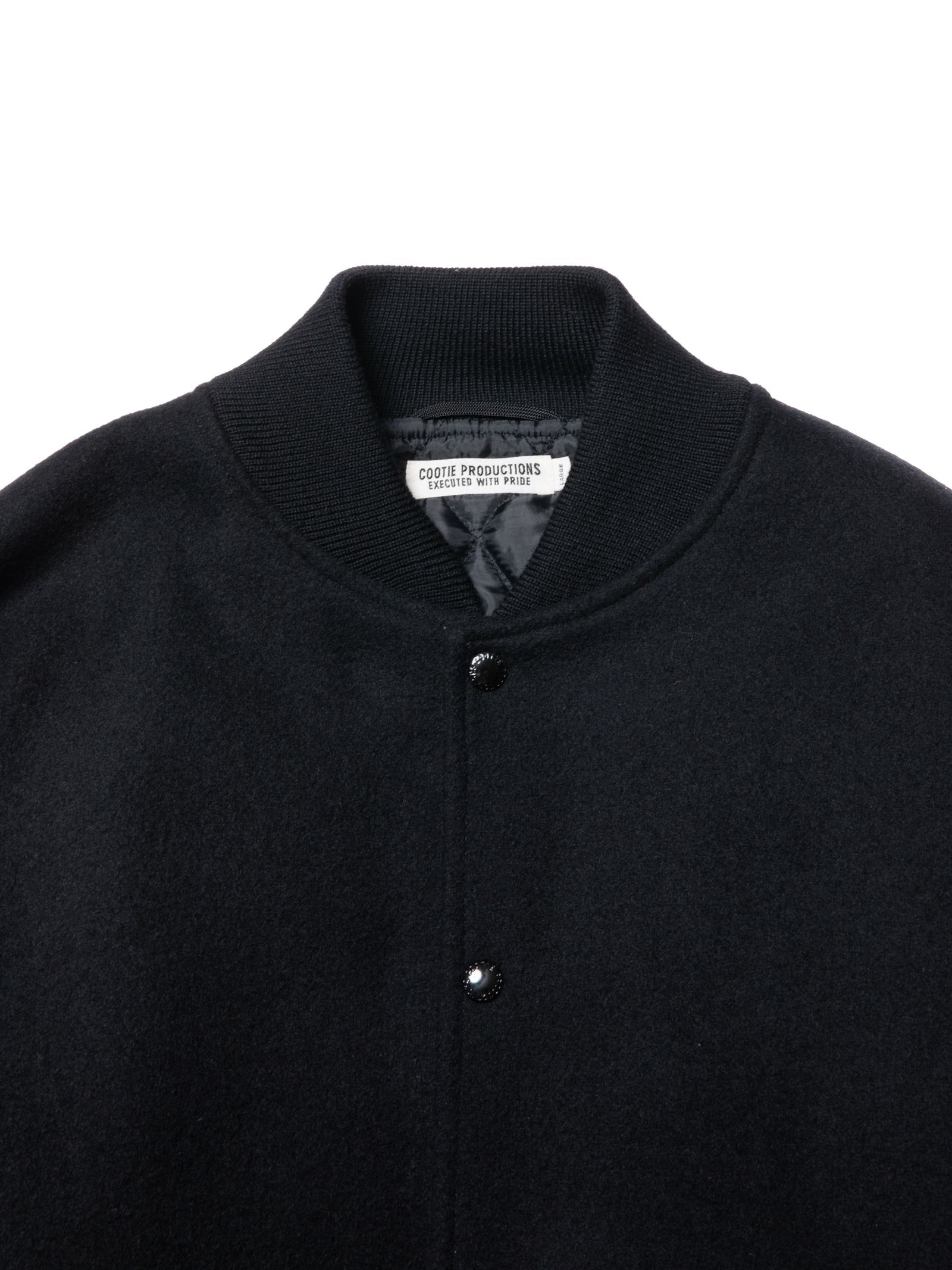 COOTIE PRODUCTIONS - Wool Melton Error Fit Stadium Jacket (BLACK 