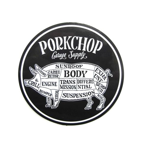 PORKCHOP CIRCLE STICKER (BLACK×WHITE) / ポークチョップ サークルステッカー