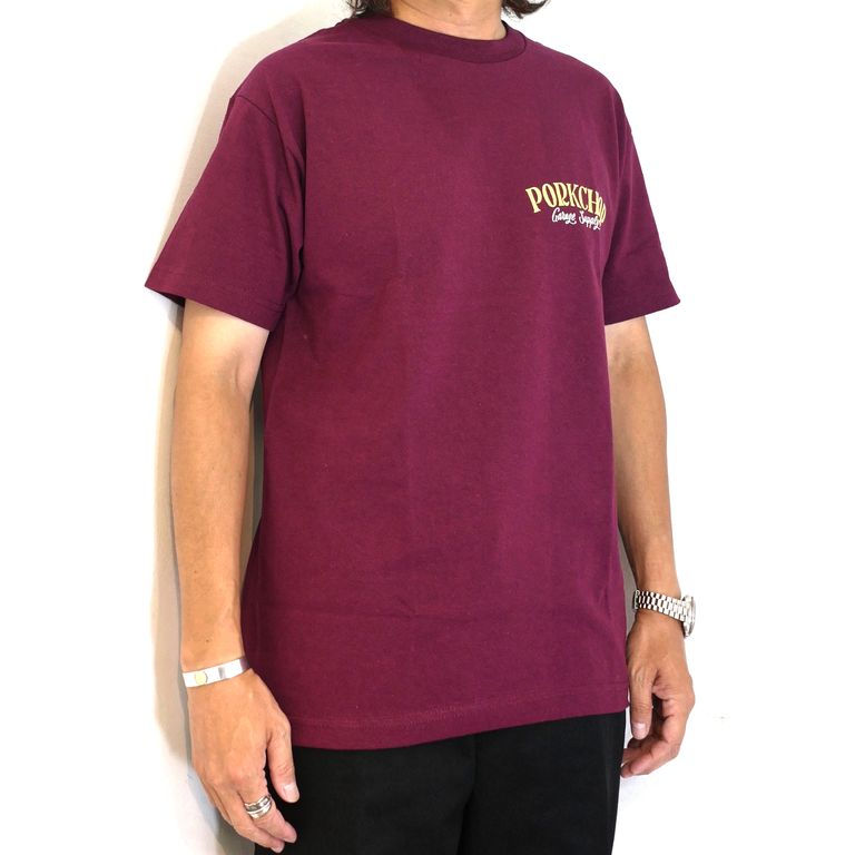 PORKCHOP GARAGE SUPPLY - PORK BACK TEE (BURGUNDY) / ポークバック 