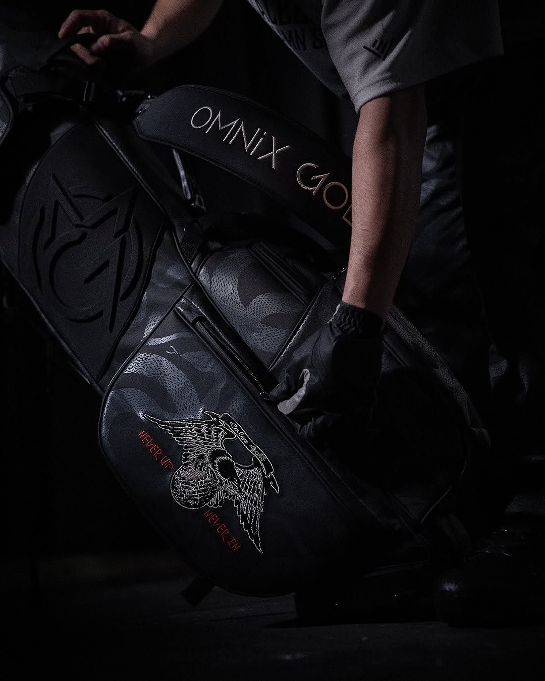 CALEE - ×OMNiX GOLF SNAKE PATTERN CADDIE BAG (BLACK) / ×オム