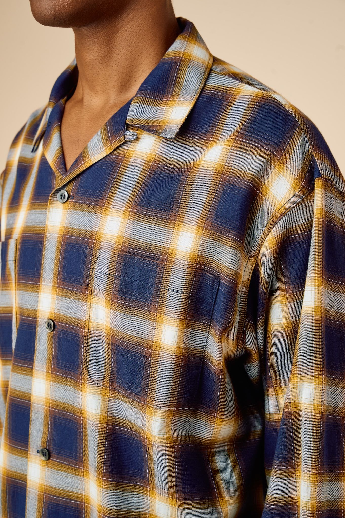FIVE BROTHER Ex. L/S CHECK SHIRT "VIN" (YELLOW) / ファイブ ブラザー コラボ チェック シャ