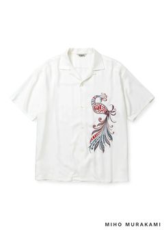 × MIHO MURAKAMI EMBROIDERY SH (WHITE) / ×MIHO MURAKAMI コラボ レーヨン オープンカラー シャツ