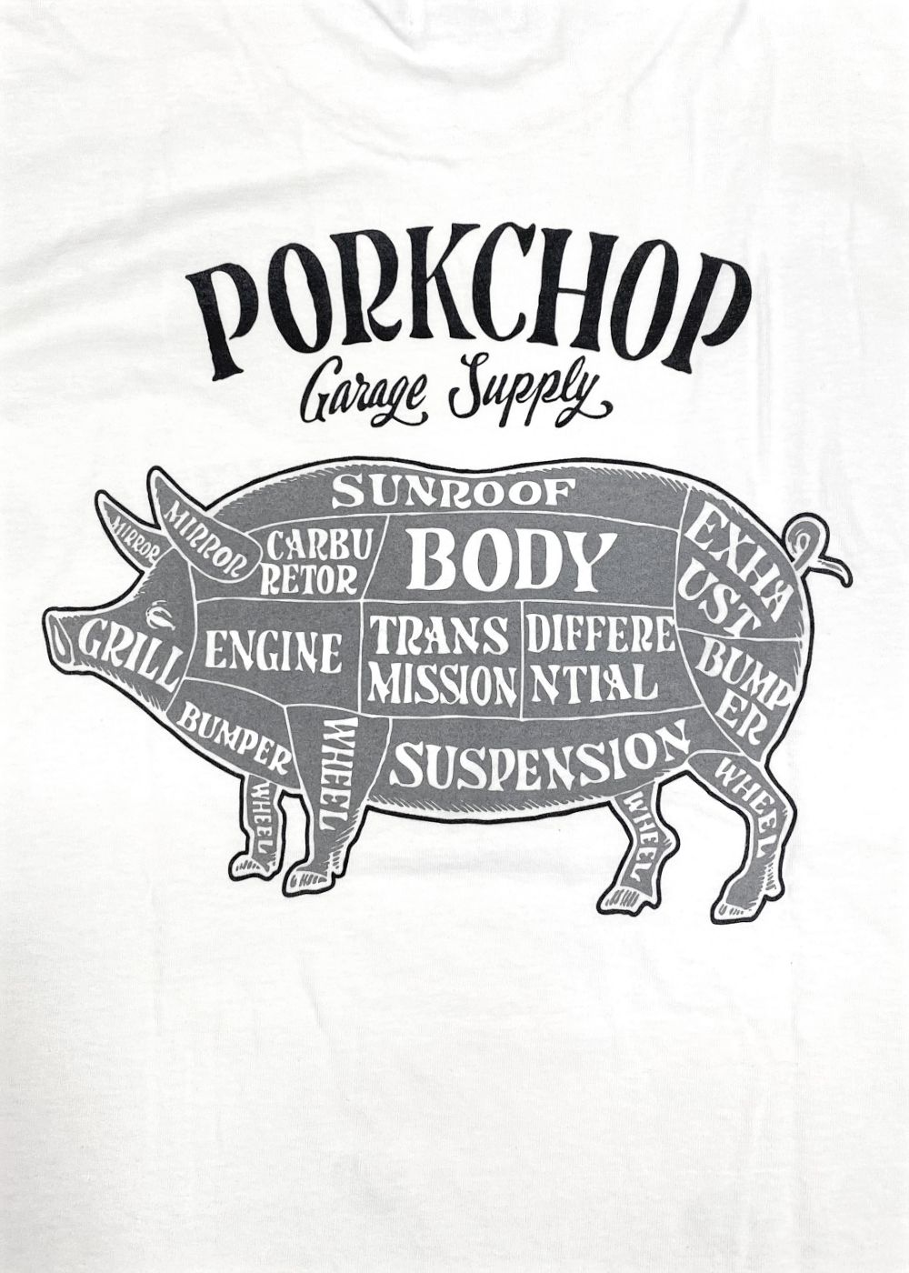 PORK BACK TEE (WHITE) / ポークバック ロゴ Tシャツ