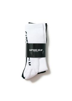 TRADEMARK LOGO 2PC SOCKS (BLACK/WHITE) / 2パック ジャガードソックスセット