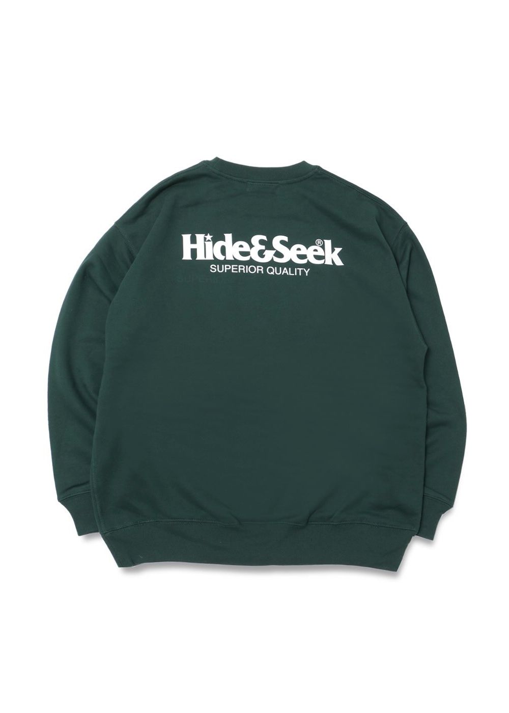 HIDE AND SEEK - LOGO SWEAT SHIRT (GREEN) / ロゴプリント スウェット