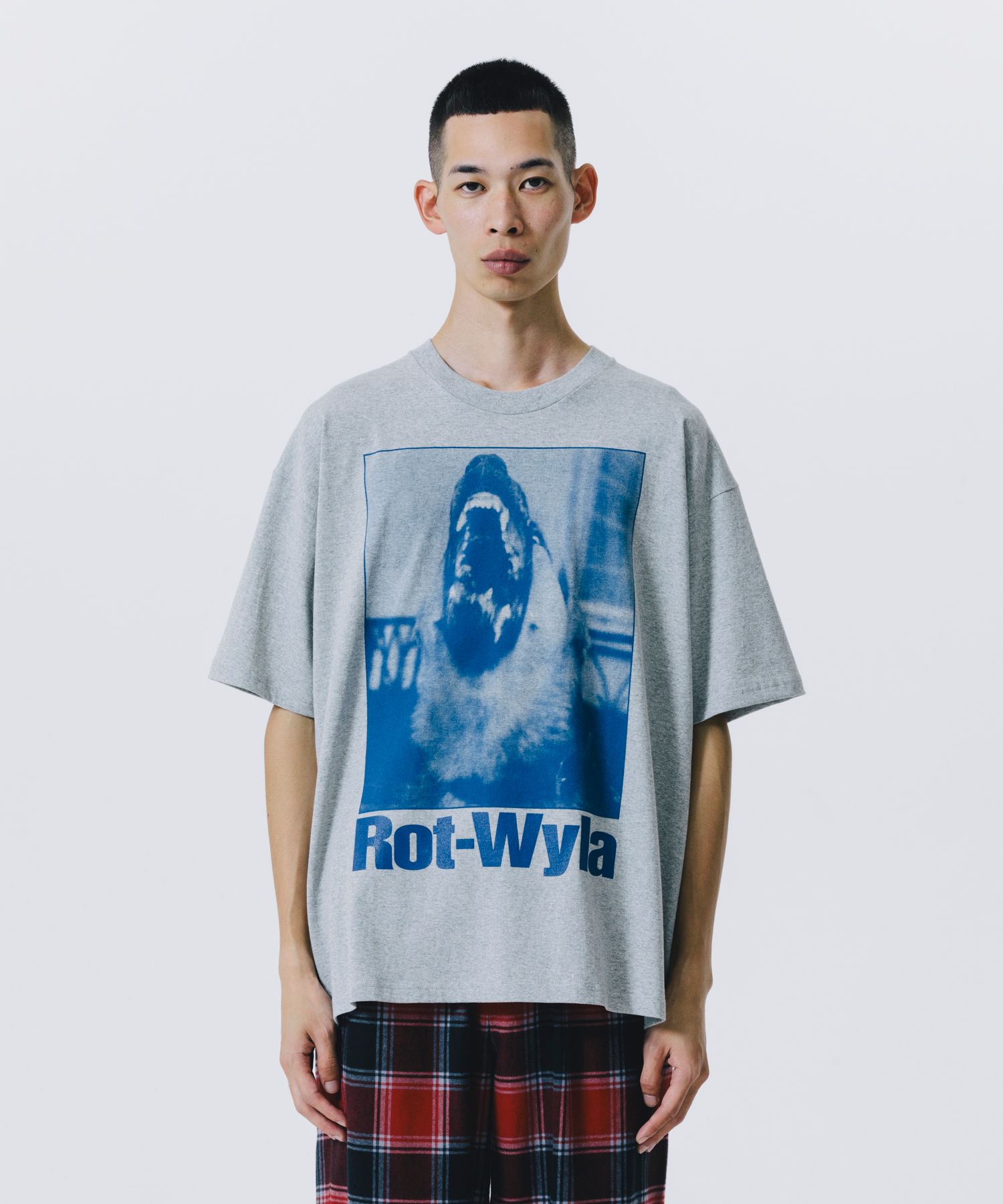 RAIVE ♥ Roller Cat Graphic T-shirt / 追跡付 ROTTWEILER - DOG PHOTO TEE (GRAY) / フォト プリント Tシャツ