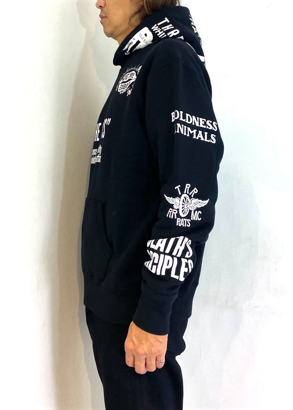 CRAZY HOODIE (BLACK) / クレイジー プリント スウェットパーカー