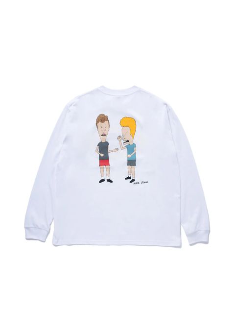 L/S PRINT T "BEVIS AND BUTT-HEAD" (WHITE) / ビーバス&バットヘッド コラボ ロンTee