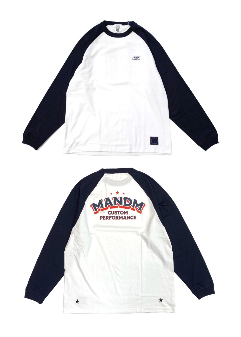 M&M CUSTOM PERFORMANCE - RAGLAN T-SHIRT (WHITE×BLACK) / ラグラン