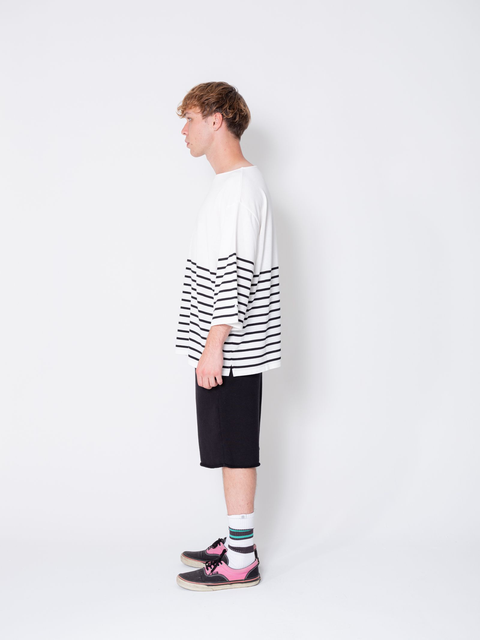 KNITTED BASQUE SHIRT "ERNEST" (WHITE) / サマーニット バスクシャツ
