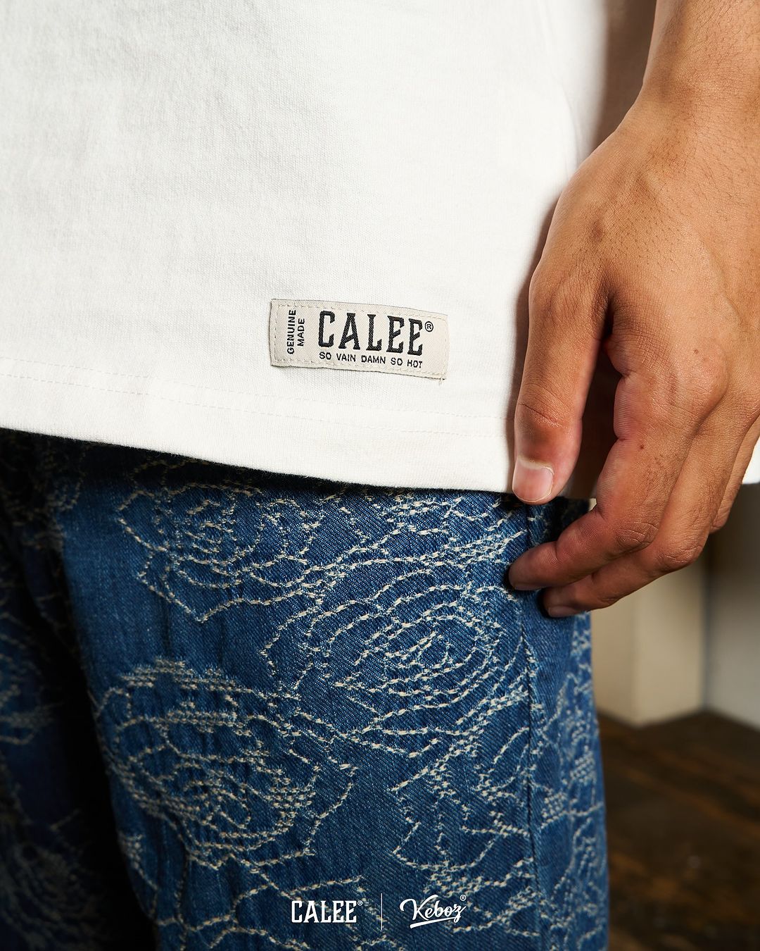 CALEE - × KEBOZ CLASSIC LOGO S/S TEE (WHITE) / ケボズ コラボ CALEE - × KEBOZ CLASSIC LOGO S/S TEE (WHITE) / ケボズ コラボ