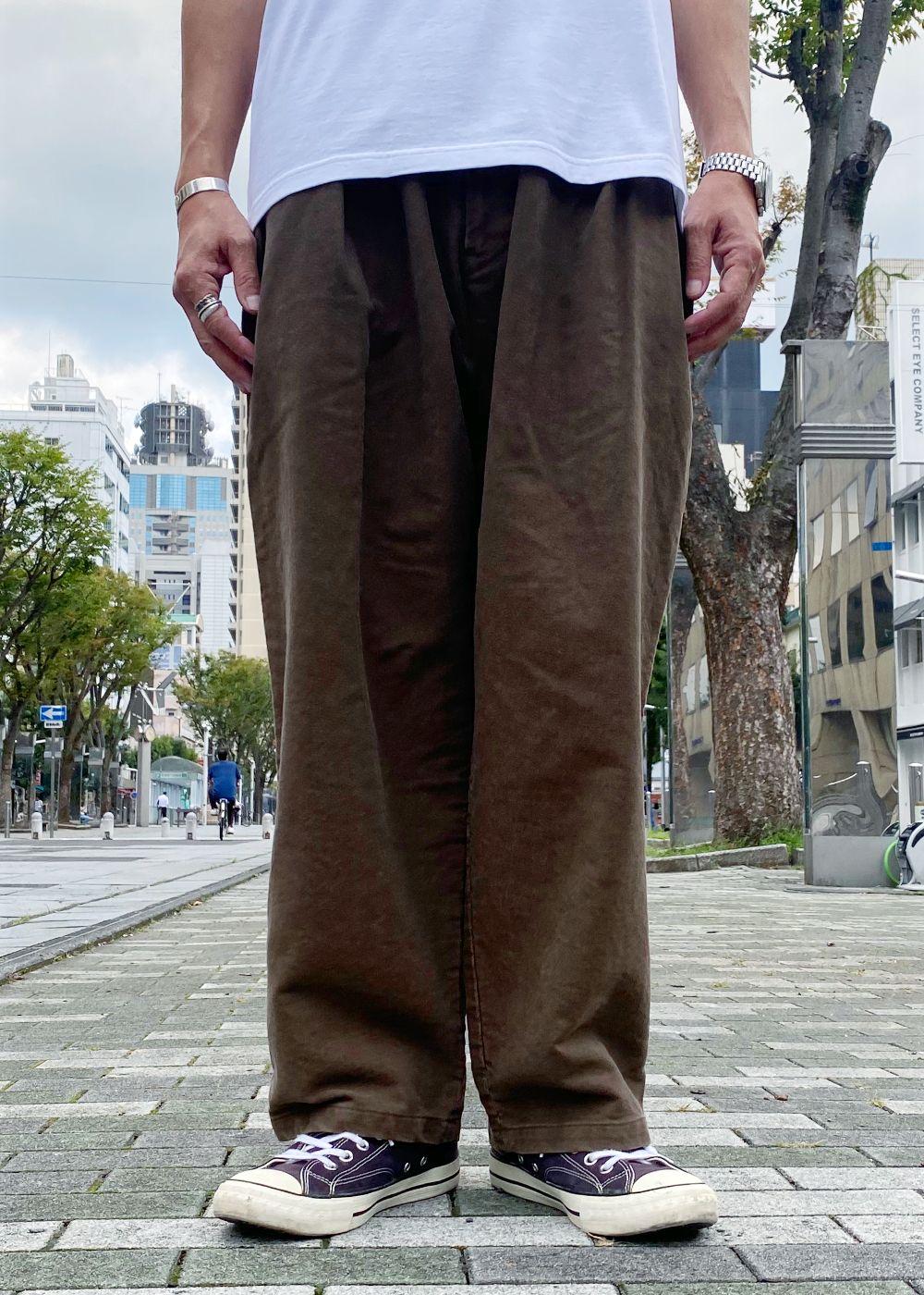 Moleskin Big Chino Pants (BROWN) / モールスキン ビッグ チノパンツ