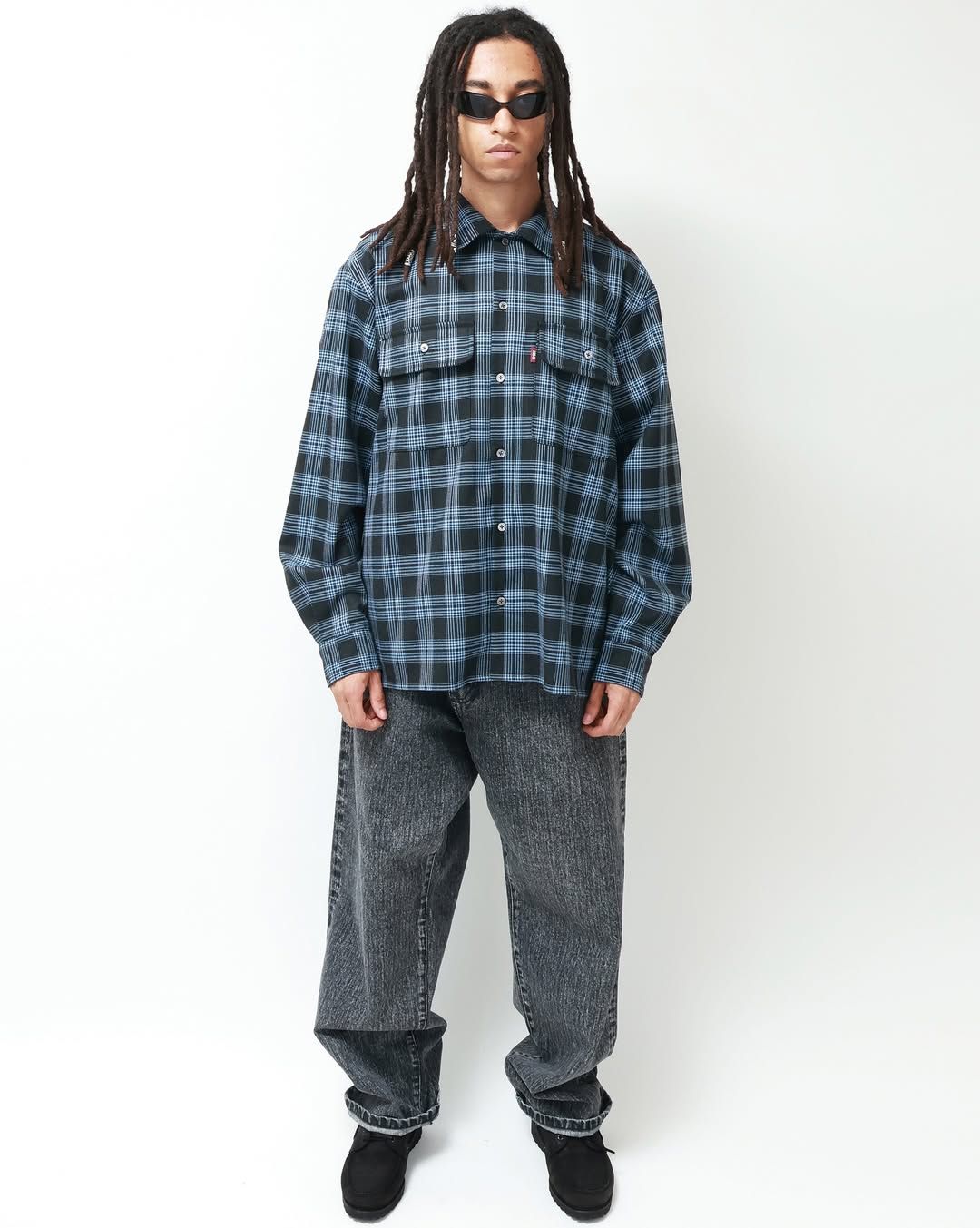 Check L/S Shirt (BLUE) / チェック シャツ